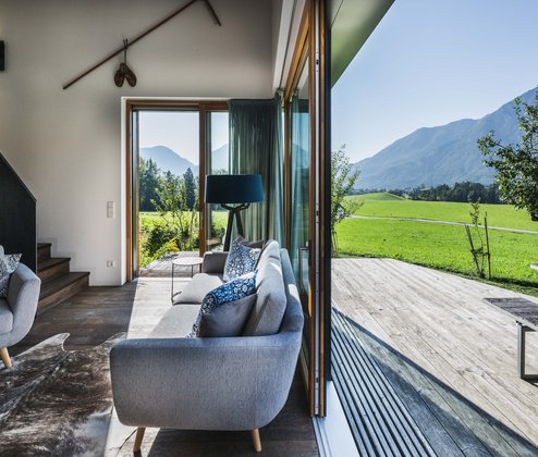 Schmiedgut waldundwiese offener wohnbereich mit privater garten terrasse – Wald & Wiese, Schmiedgut Bad Aussee