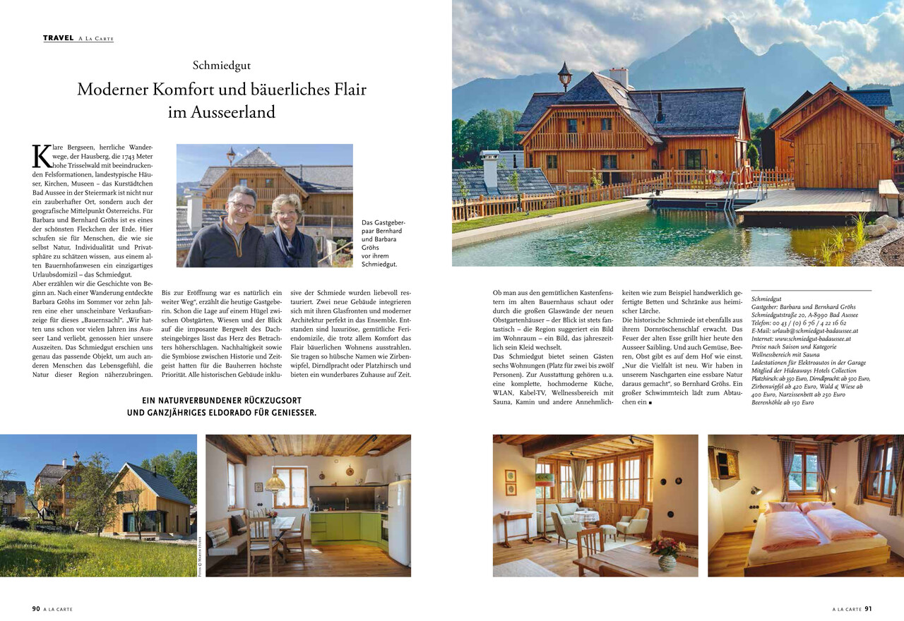 A la carte travel schmiedgut – Presse, Schmiedgut Bad Aussee