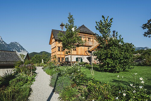 Schmiedgut haupthaus gartenweg dorfplatz – Sommer, Schmiedgut Bad Aussee